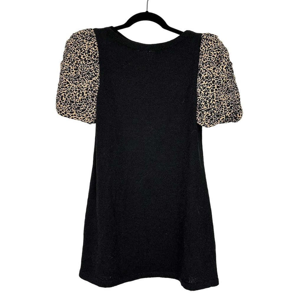Vintage Raul Blanco Nieman Marcus knit dress puff sleeve animal print retro hoco